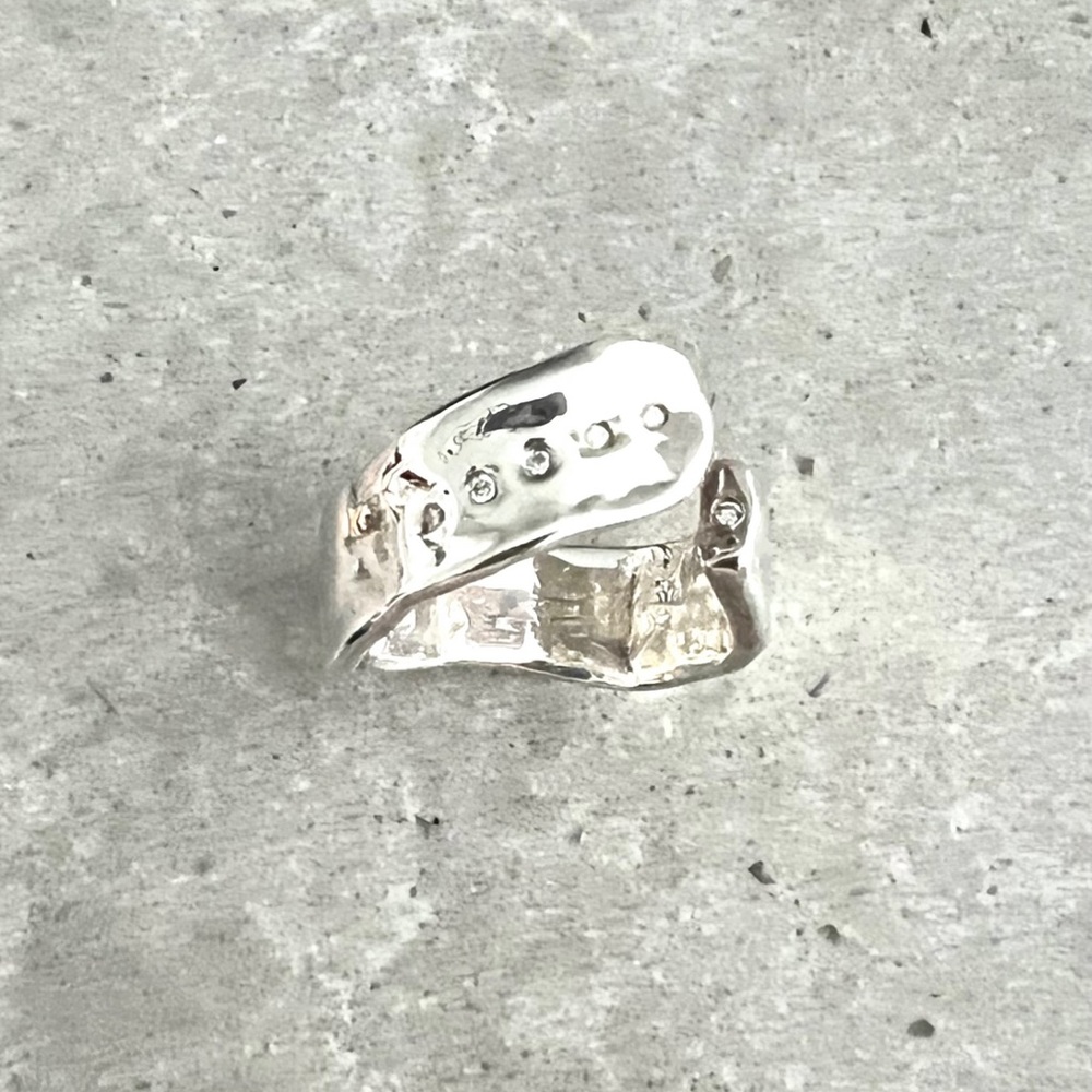Ali Grace Sterling Silver Diamond Ring Size 7.5